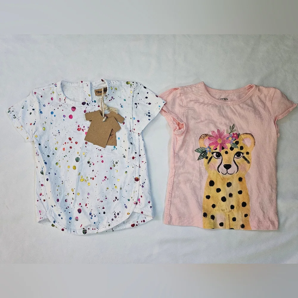 Set Of Two Kids' Colorful Tees- Pink Metallic Cheetah- 18 Month